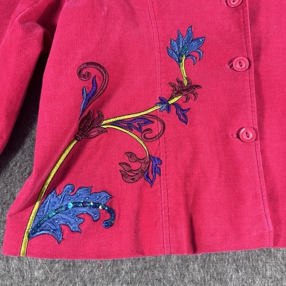 Morgan Cole embroidered cropped jacket‎ Blazer Sz XL Bright  Pink Lined magenta - Picture 3 of 8